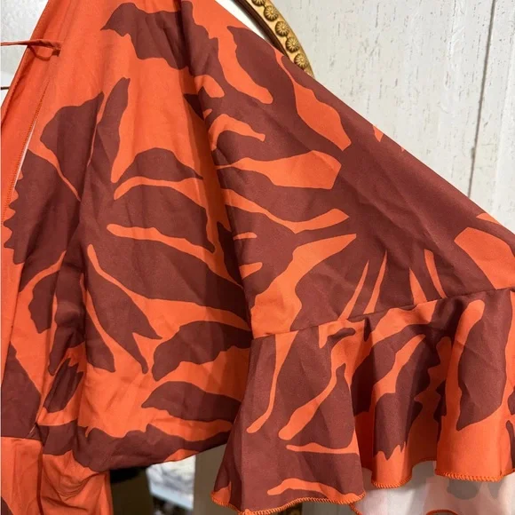 Floral Maxi Dress in Orange and Brown - Picture 5 of 6